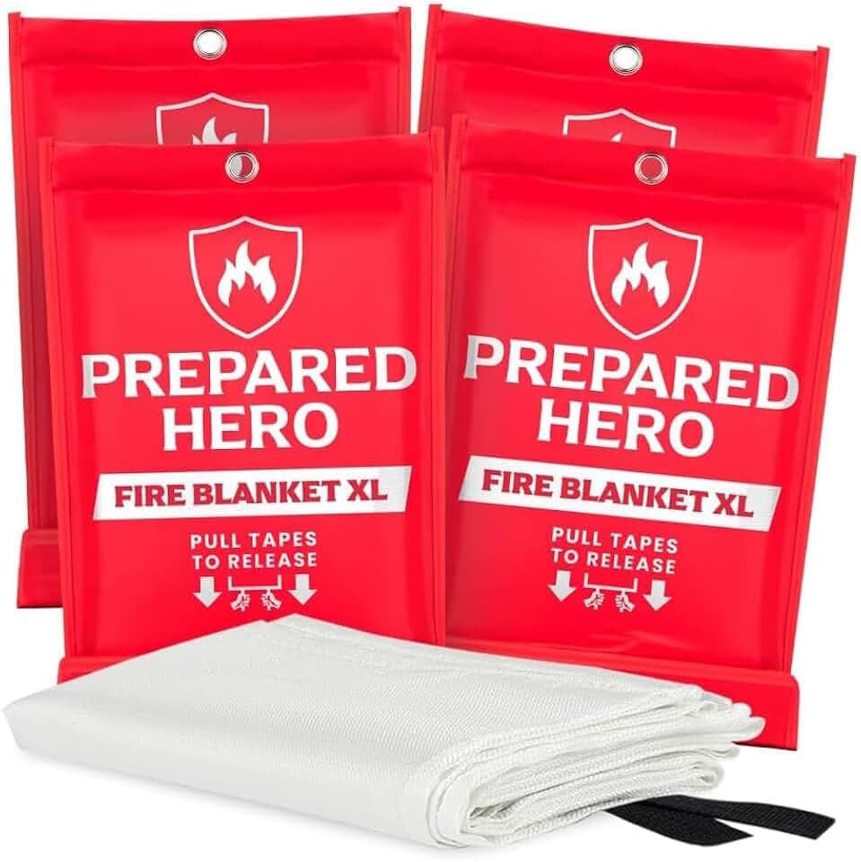 Prepared Hero Emergency Fire Blanket XL, Kitchen & Home, 47 x 71 in, 4 Pack