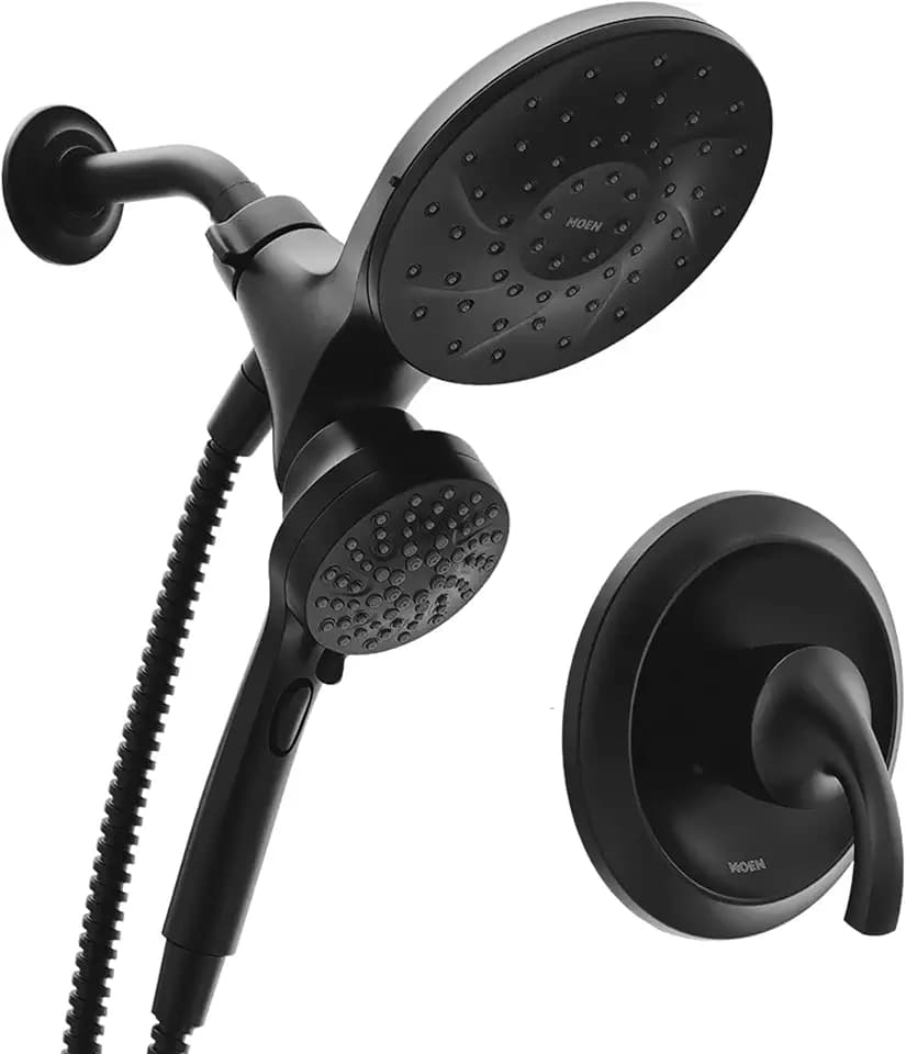 Moen Engage Matte Black Single-Handle 6-Spray Tub and Shower Faucet with Valve, Handheld Showerhead with Magnetix Docking System, 82305BL