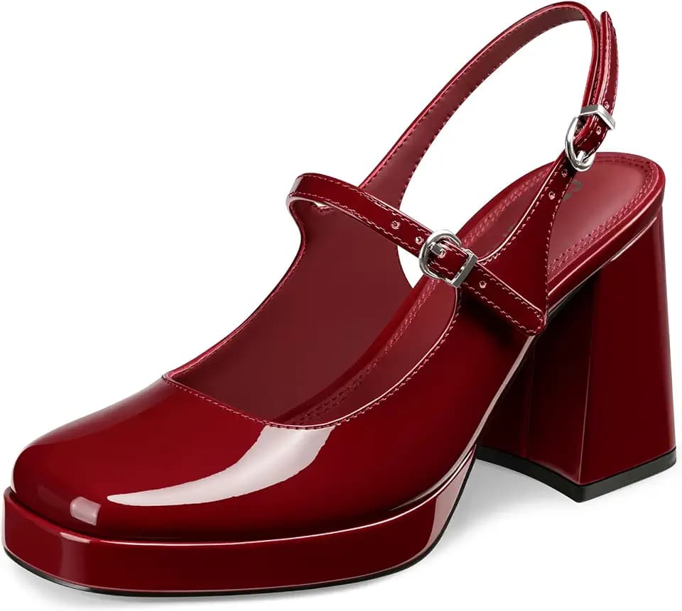CELLENZ Women Mary Jane Shoes: Closed Toe Chunky Platform Heels Pumps