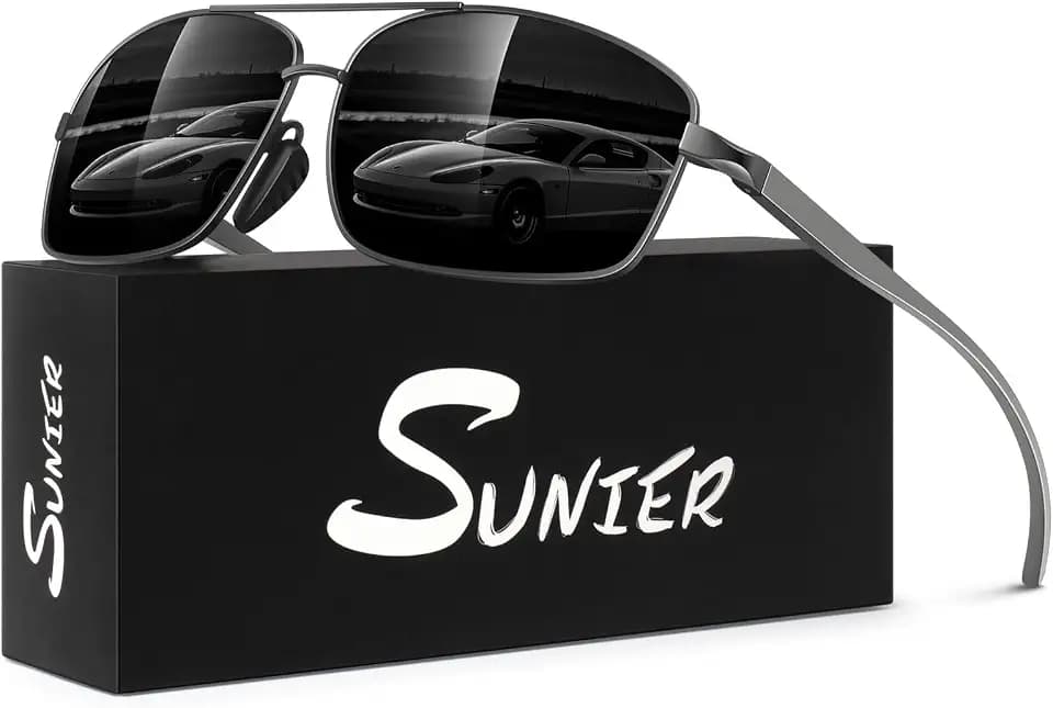 Sunier Polarized Sunglasses Men Women,Lightweight Al-Mg 100% UV400 Shades
