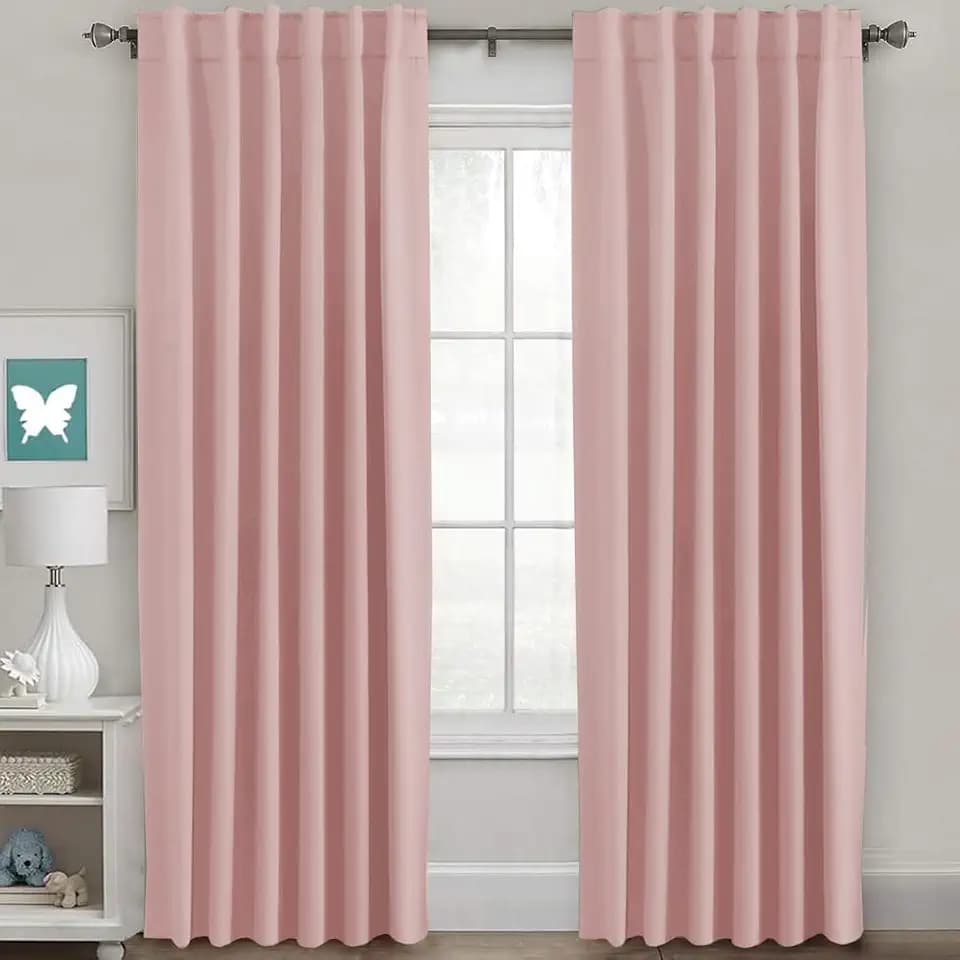 H.VERSAILTEX Baby Pink Blackout Curtains for Living Room Thermal Insulated Window Treatment Panels Room Darkening Blackout Drapes Back Tab/Rod Pocket Bedroom Draperies, 52 x 102 Inch, 2 Panels
