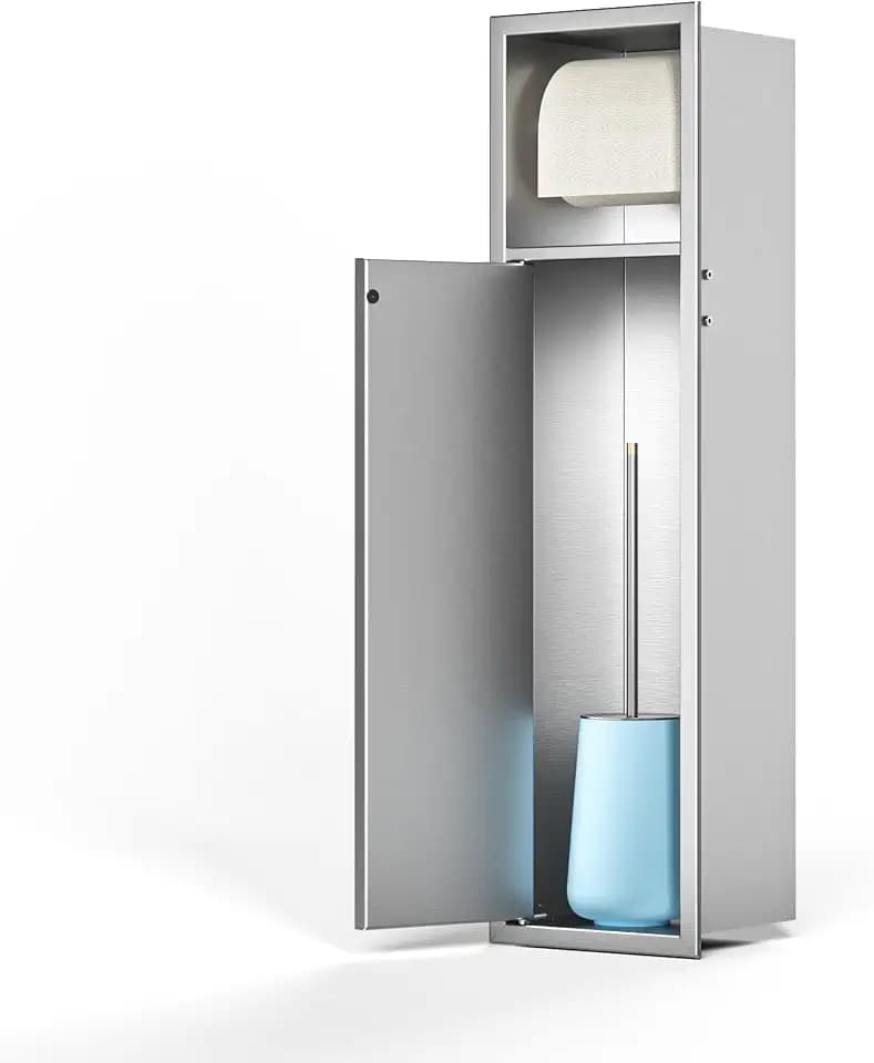 Toilettenpapierhalter Unterputz Edelstahl, Unterputz WC Schrankmodul Klopapier aufbewahrung,Badezimmerschrank mit Toilettenpapierhalter Halterung, 63×15cm,Silber