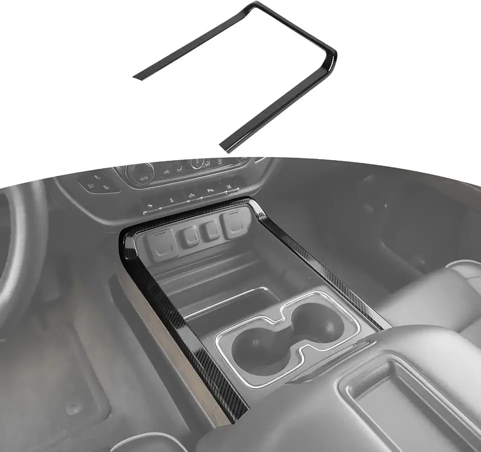 RT-TCZ for Chevy Silverado Carbon Fiber Center Console Trim Frame Cover for Chevy Silverado GMC Sierra 2014-2018 Black ABS Carbon Fiber Interior Accessories