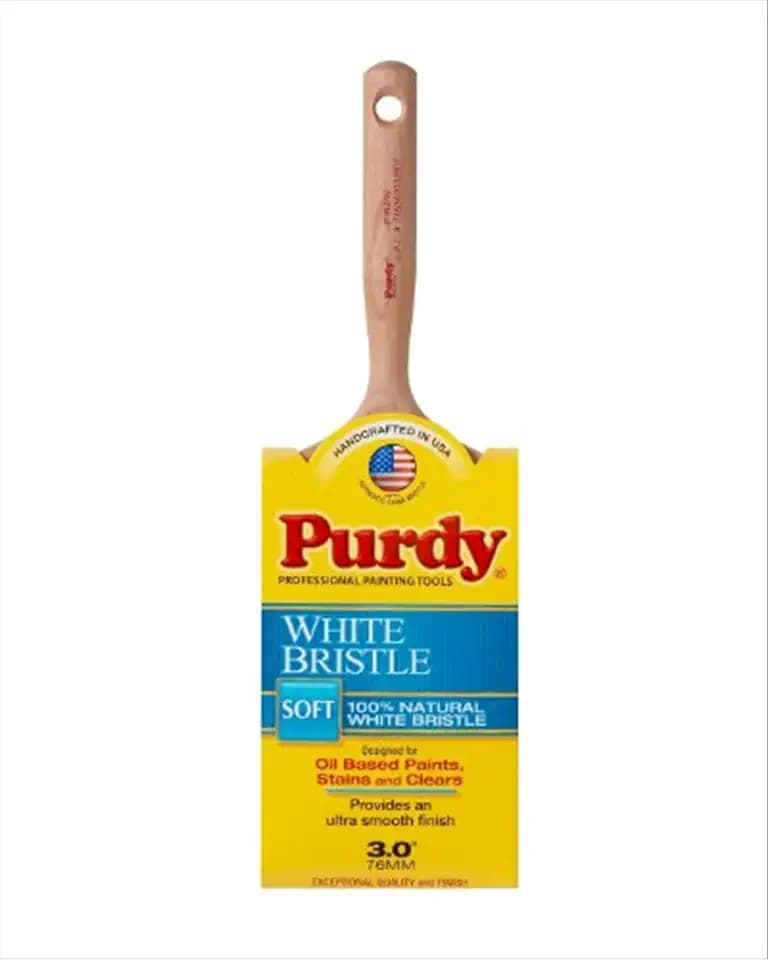 Purdy 144332030 White Bristle Series Plato Flat Trim Paint Brush, 3 inch