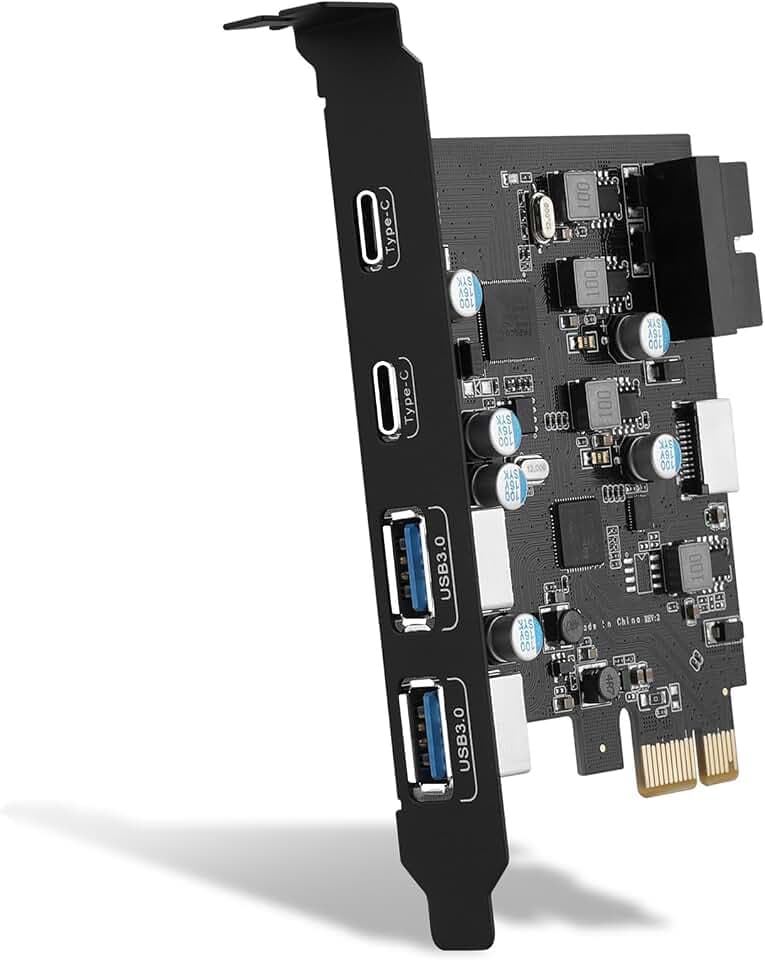 6-Ports USB PCIe Card to Type C(2), Type-A(2), with 19 Pin Connector/Type E