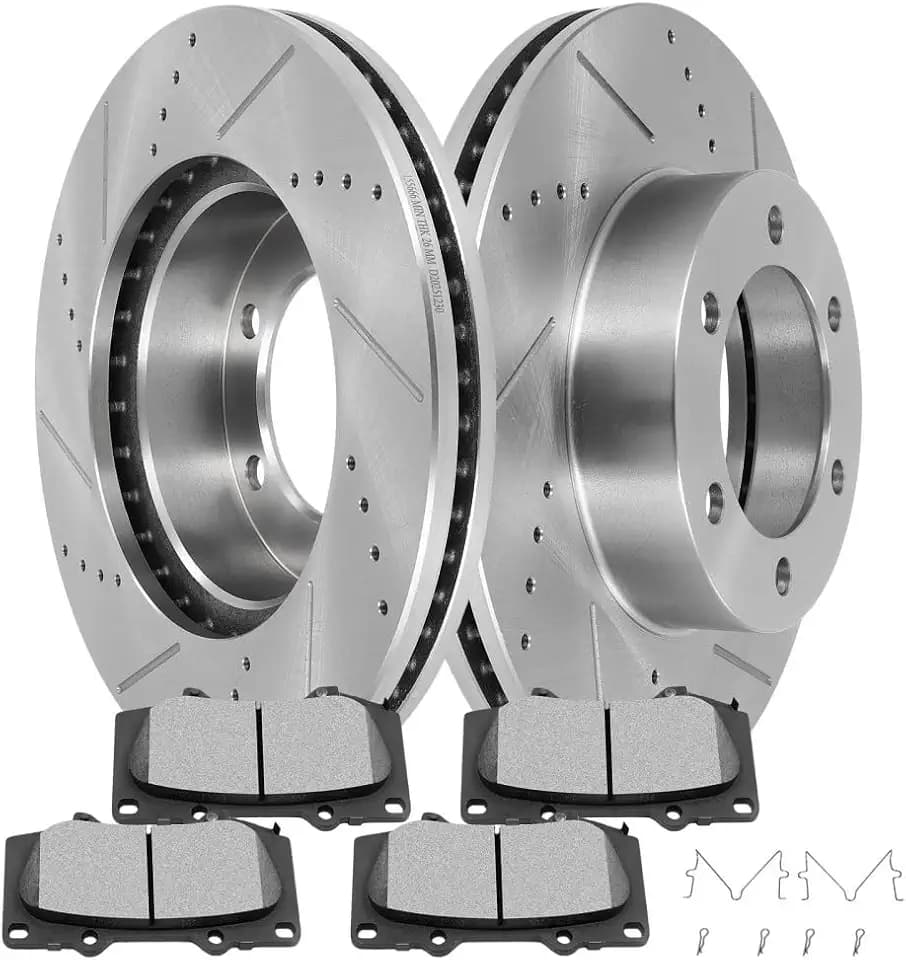 SCITOO Front Brake Kits Slotted Brakes Rotor Brakes Pads:31267;D976