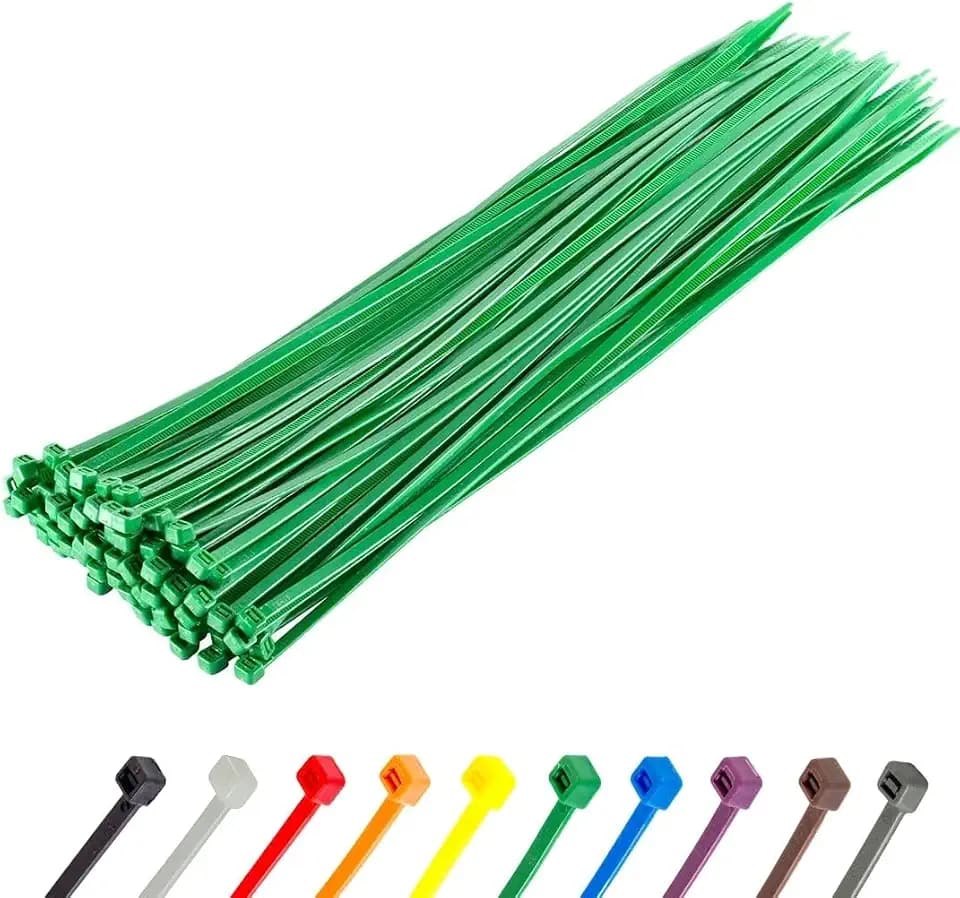 GTSE - 14 Inch Green Nylon Zip Ties, 100 Pack, 50lb, Self-Locking