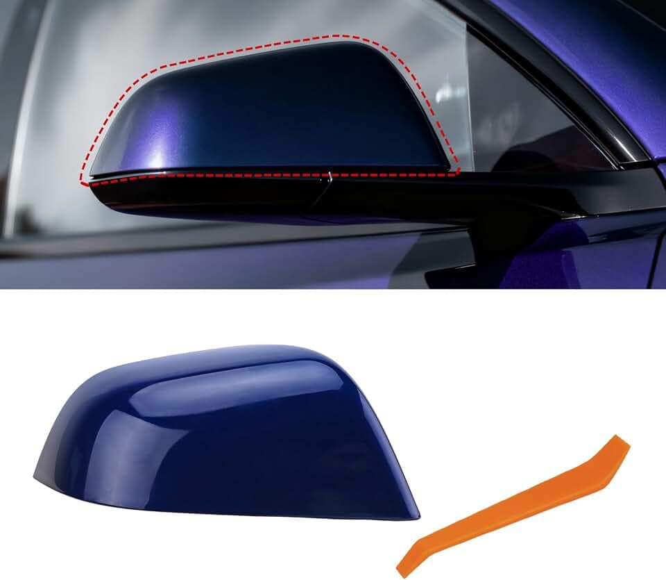 Blue Right Mirror Cover Compatible with Tesla Model 3 2017-2025
