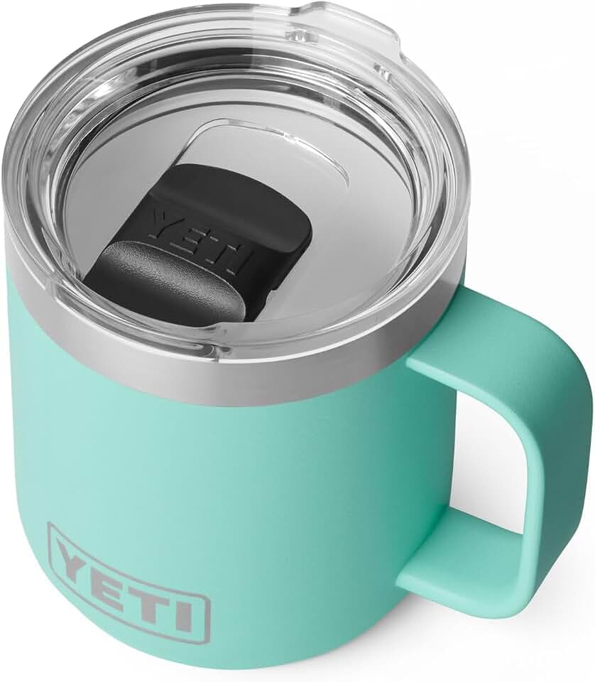 YETI Rambler Thermobecher 10 oz (236 ml) Seafoam – kleiner Kaffeebecher To Go, Thermotasse mit DuraSip Keramikbeschichtung, Isolierbecher aus Edelstahl
