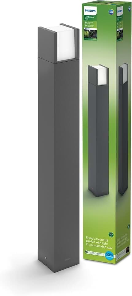 Philips Arbour Pfostenleuchten für den Außenbereich, 3,8 W, 3000 K, warmweiß, wasserfest, anthrazit, IP44 wetterfest