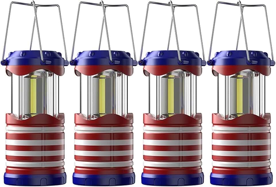 Lichamp LED Camping Lantern, 4 Pack Battery Powered Flashlight for Power Outages, Portable Collapsible Hanging Light Essential for Home, Outdoor, Emergency Lamp Survival Kit Gear for Hurricane, I4AF
