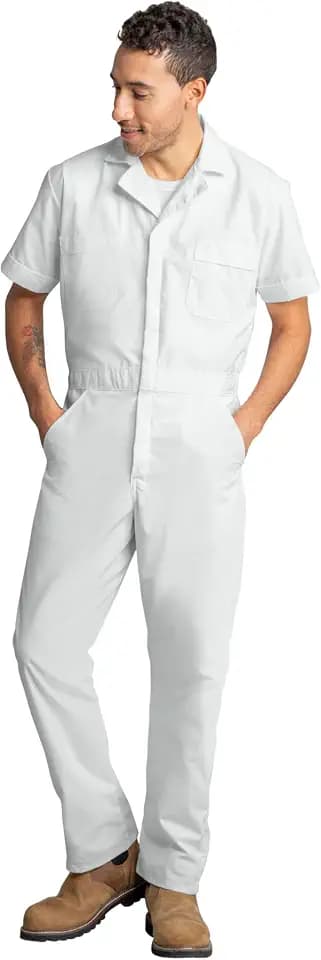 Red Kap Men's Short Sleeve Speedsuit - Slim Fit Mechanic Suit Coveralls, Concealed Zipper for No Scratches, Wrinkle Resistant
