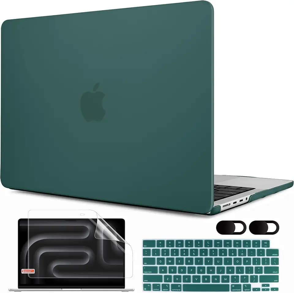 MEEgoodo for M5 MacBook Pro 16 inch Case 2026 2024 2023 2021 (Fit Model A3429/A3428/A3403/A3186/A2991/A2780/A2485) M5 M4 M3 M2 M1 Pro/Max, Laptop Case with Keyboard & Webcam Cover, Matte Teal