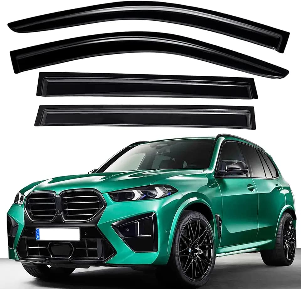 Lightronic Extra Durable Outside Mount Auto Vent Window Visor, Fits 2019-2023 BMW X5, UV Protection Rain Guard, Smoke Original Wind Deflector, No-Drill Easy Install, 4-Pcs