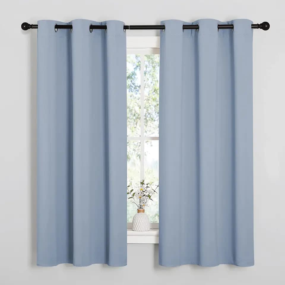NICETOWN Vintage Blue Blackout Curtains for Bedroom 42" w x 63" L 2 Panels