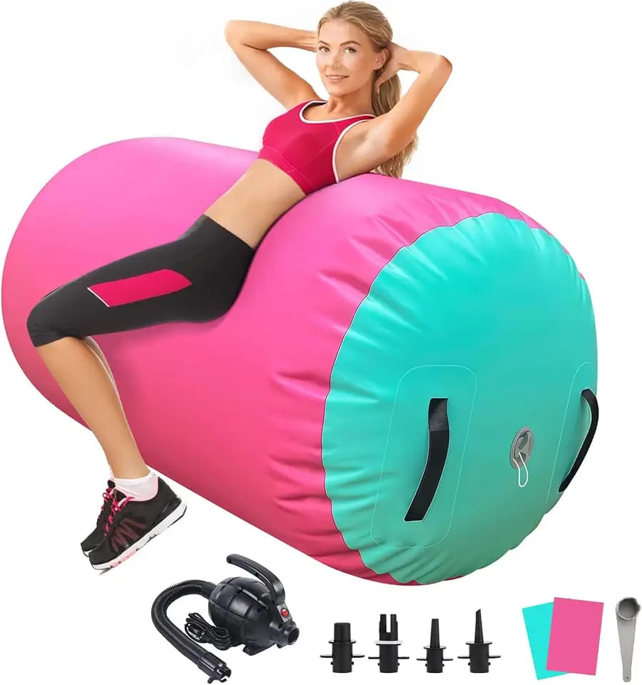GYUEM Air Roller Gymnastics Barrel Inflatable Tumbling Roller Air Mat