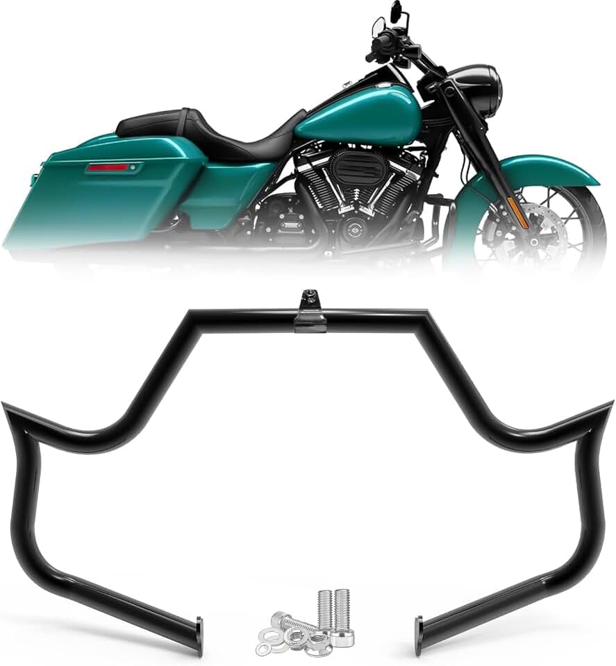 Black Engine Guard Highway Bar Crash Bar for Harley Davidson Touring Road Glide Road King Street Glide Electra Glide CVO and Trike Models 2009-2023