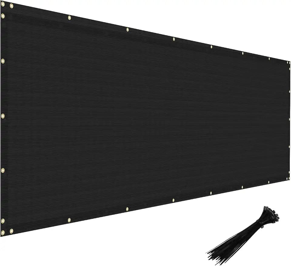 Windscreen4less 4' x 50' Privacy Fence Screen Heavy Duty Windscreen Fencing Cover Windblock Mesh Fabric Shade Cloth with Brass Grommtes for Garden Yard Pool Deck Carport Construction, Black