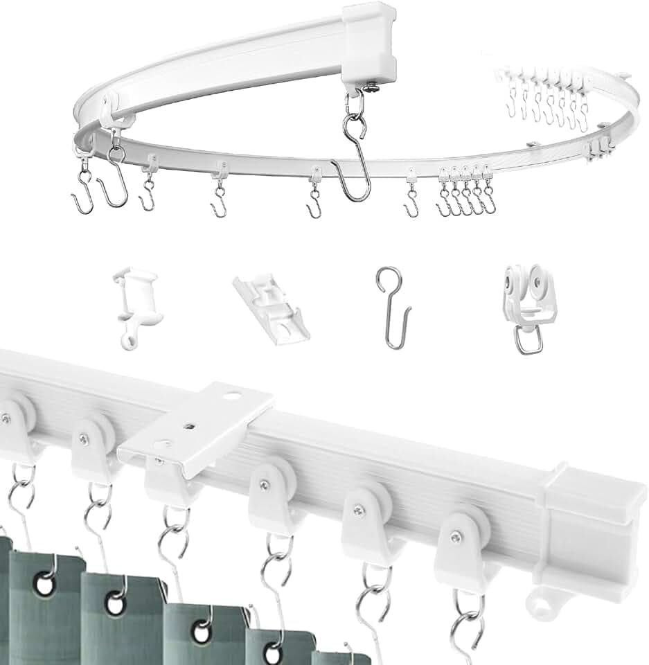 Avilia - Flexible Deckenschiene 5 Meter für Wand- oder Deckenmontage, anpassbar an Ecken und Kurven, ideal für Wellenvorhänge, mit Komplett-Set und einfacher Installation