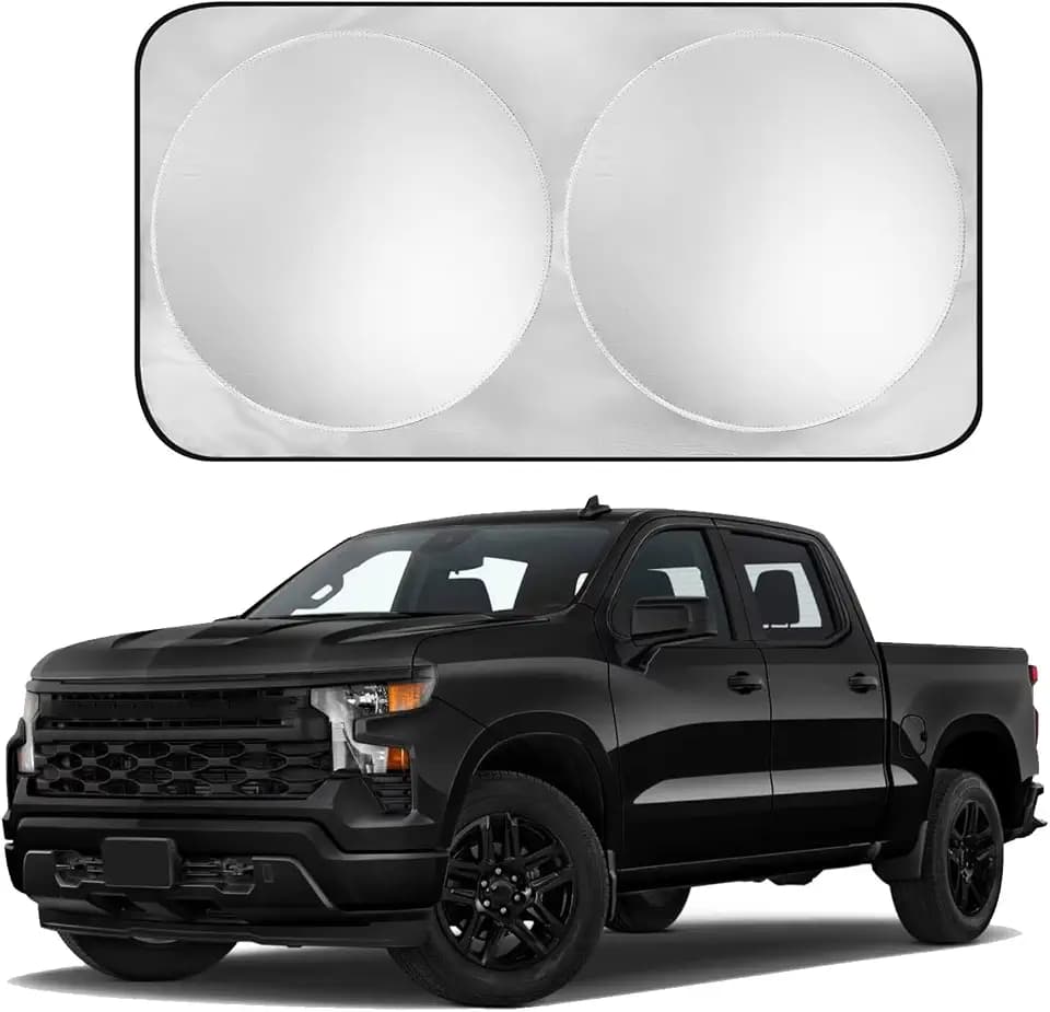 Car Windshield Sun Shade Sunshade Compatible with Chevy Chevrolet Silverado 1500 2500 HD 3500 HD Regular cab Crew cab Double Cab 2026 2025 2024 2023-2007 Accessories, Car Window Sun Shield