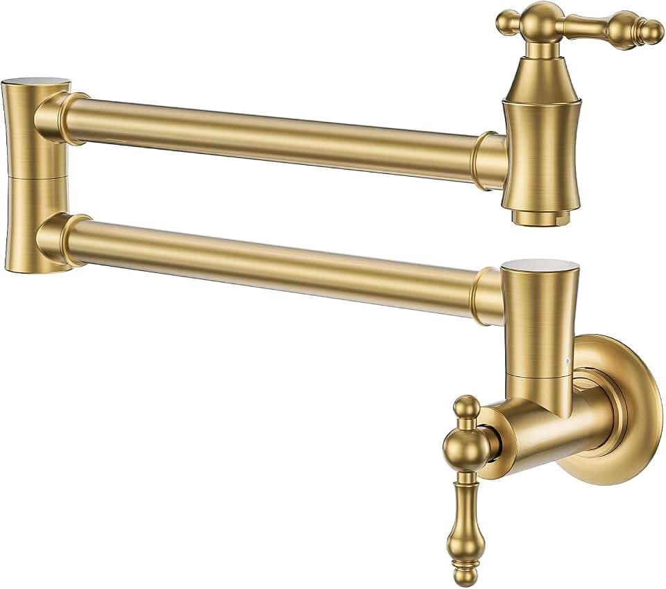 ARCORA Pot Filler Brushed Gold, Solid Brass Kitchen Stove Faucet