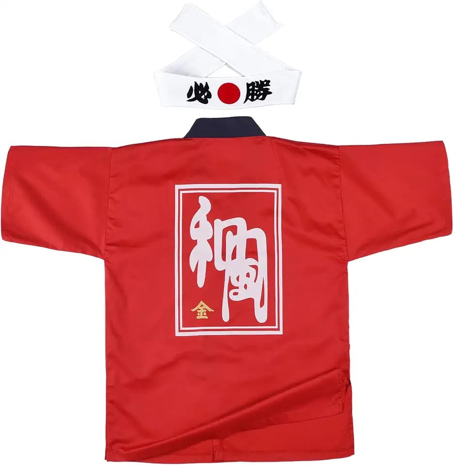 Japanese Sushi Chef Coat Uniforms Kimono for Unisex White Certain Victory Headband