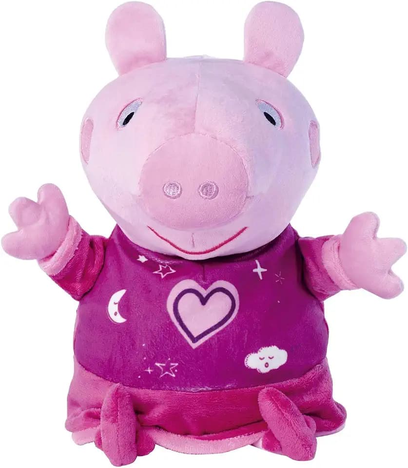 Simba 109261016 - Peppa Pig Gute Nacht Plüsch, 2in1 mit Schlaflied und Schlummerlicht, automatische Zeitabschaltung, 25cm, für Kinder ab den ersten Lebensmonaten