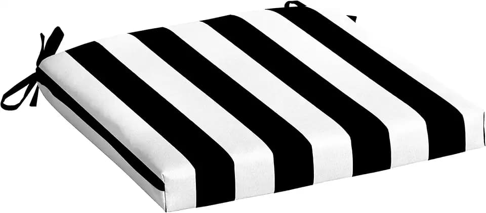 Arden Outdoor Seat Pad Chair Cushion, 19x18, Black Cabana Stripe