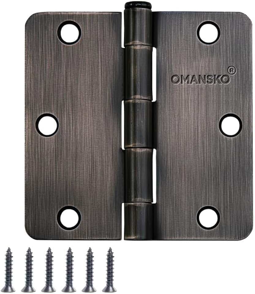 18 Pack Door Hinges, 3.5 x 3.5 Inch Oil Rubbed Bronze Hinges for Wood 1/4'' Radius Corners Interior Hinges, 3 1/2 Inch Door Hinges for Residential Doors