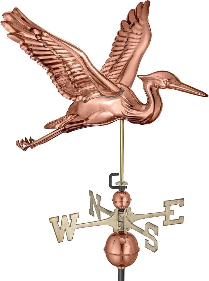 Good Directions Blue Heron Weathervane, Pure Copper