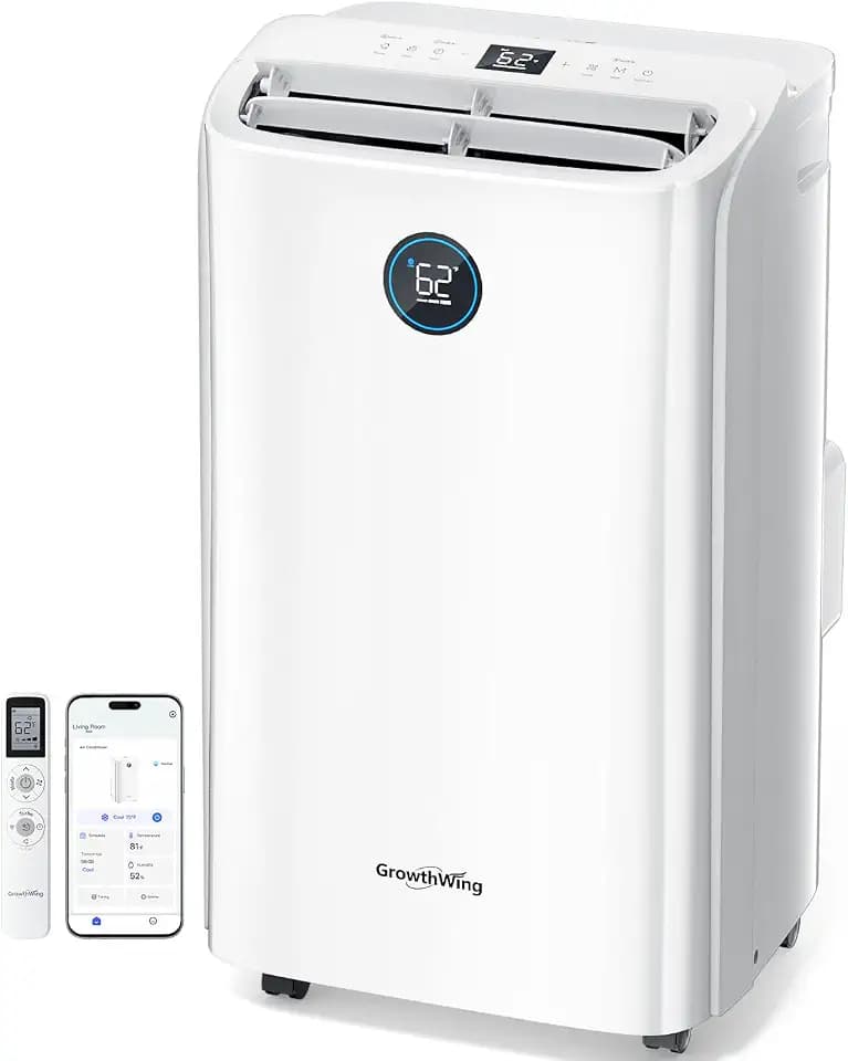 14,000 BTU Smart WiFi Portable Air Conditioner, Cools up to 700 Sq.Ft, Auto-Evaporation, 3-in-1 Modes, Voice & Remote Control, Quiet Operation, White