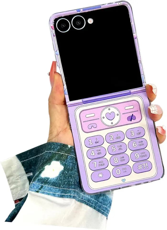 Kawaii Hinge Protect Case for Samsung Galaxy Z Flip 7, Purple