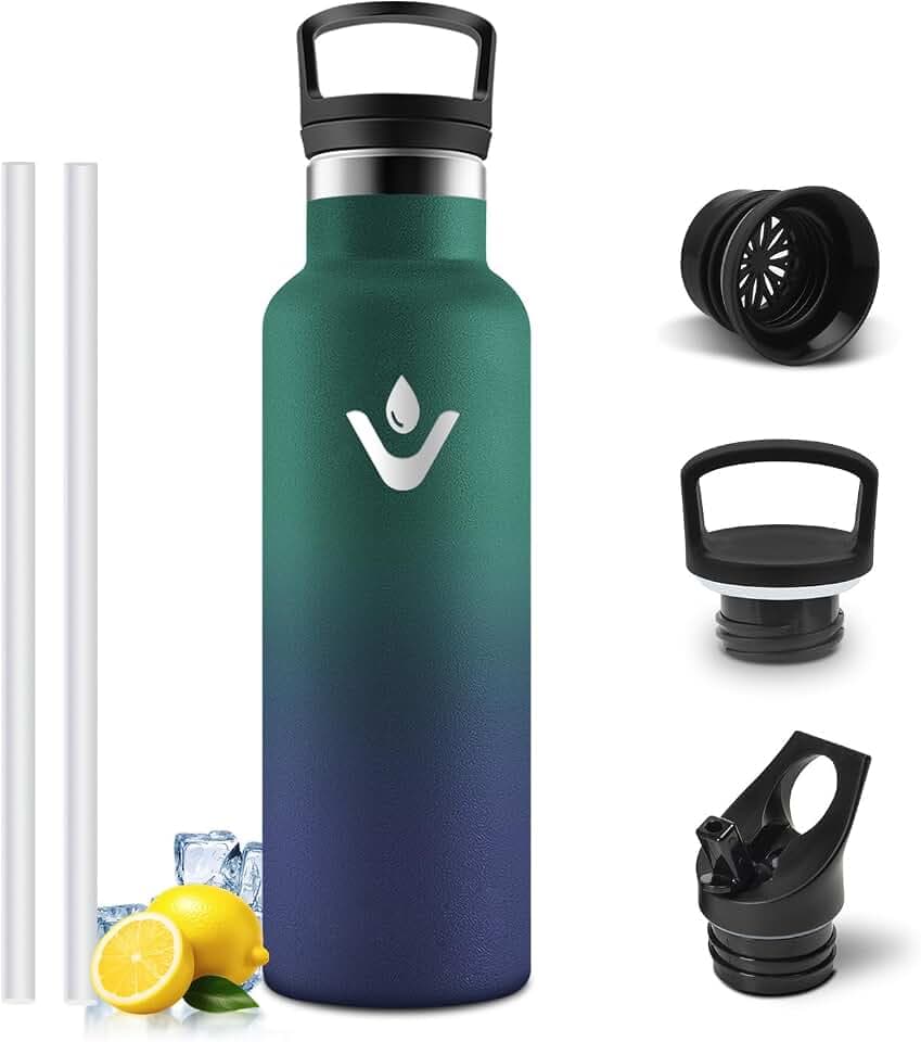 Thermosflasche, BPA-Frei 500 ML, Trinkflasche Edelstahl, Auslaufsichere Isolierflasche Doppelwandig, Wasserflasche, Thermoskanne mit Strohhalm, Wasserflasche Kohlensäure Geeignet für Reisen