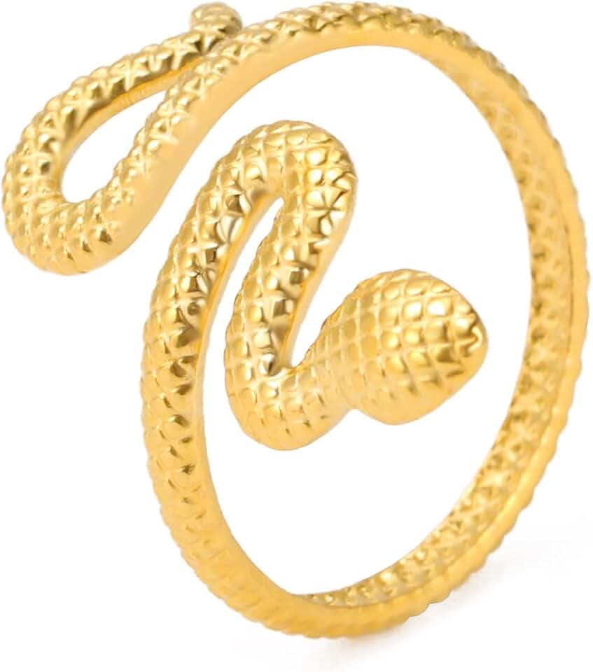 TEAMER Schlange Ring Verstellbarer Fingerring aus Edelstahl Wickel-Schlangenring Stapelbarer Ring Punk Schlange Tierschmuck für Frauen
