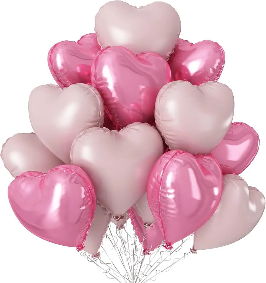 Light Pink Heart Balloons,12Pcs 18 Inch Baby Pink Foil Wedding Decorations