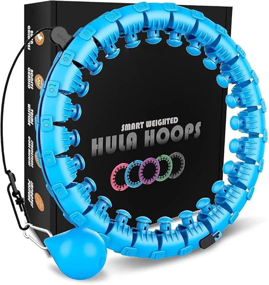Active 100 Smart Hula Ring Hoops, gewichteter Hula Circle 24, Abnehmbarer Fitnessring mit 360-Grad-Auto-Spinning-Ball, Gymnastik, Massage, Fitness für Erwachsene zur Gewichtsabnahme