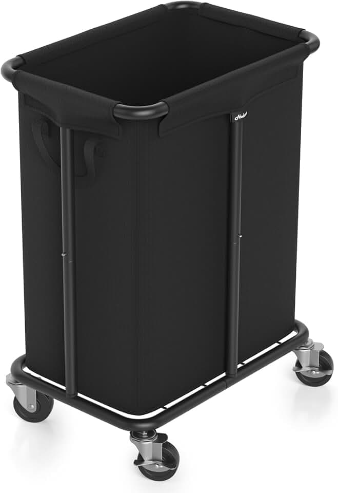Hodonas Laundry Basket with Wheels, Rolling Laundry Hamper, 46 Gallons (170L), Removable and Machine Washable Liner, Steel Frame, Large Laundry Cart for Laundry Room, Bedroom, Bathroom, Dorm - Black