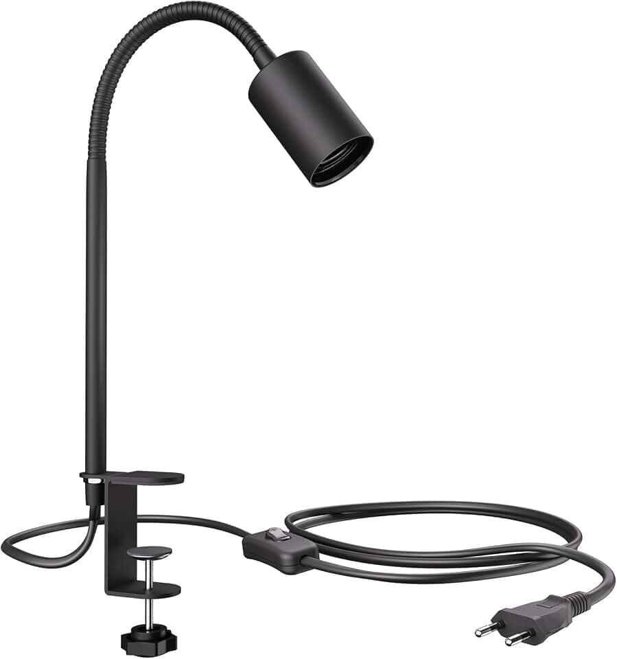 ledscom.de Klemmleuchte, Schwanenhals LELE, Schalter, schwarz matt, 1x E27 max. 60W