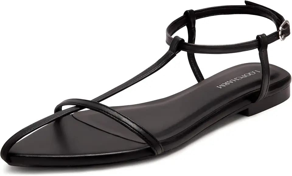 Women's Flat Sandals Pointed Open Toe T-Strap