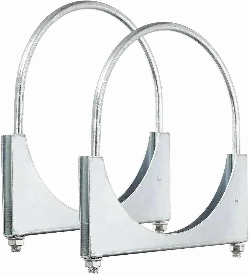 HARFINGTON 2pcs U Bolt Muffler Exhaust Clamp 178mm(7") Galvanized Iron U-Bolt Clamps Muffler Tip Hook Saddle Exhaust Clip for Tip Pipes Connection