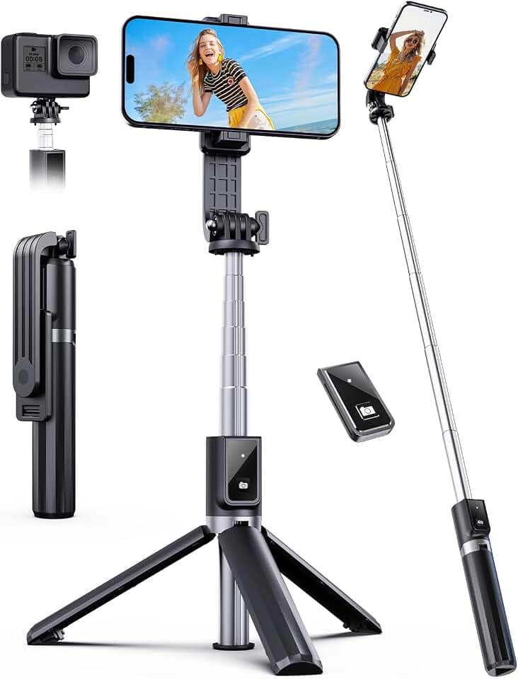 ANXRE Travel Selfie Stick mit Fernauslöser – kompatibel mit iPhone Android