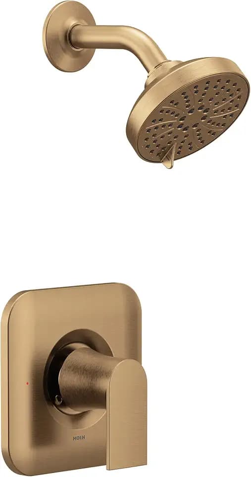 Moen Genta LX Bronzed Gold Pressure Balancing Eco-Performance Modern Shower Trim with Showerhead and Lever Handle, Posi-Temp Valve Required, T2472EPBZG
