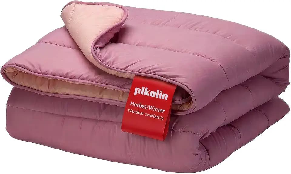 PIKOLIN Bettdecke 150 x 220 cm. Wende-Bettdecke mit 300g Daunen-Touch Faser, Warm und Atmungsaktiv, Ganzjahres-Steppdecke, Hochwertige Schlafdecke, Hypoallergen, Farbe Malve/Malve