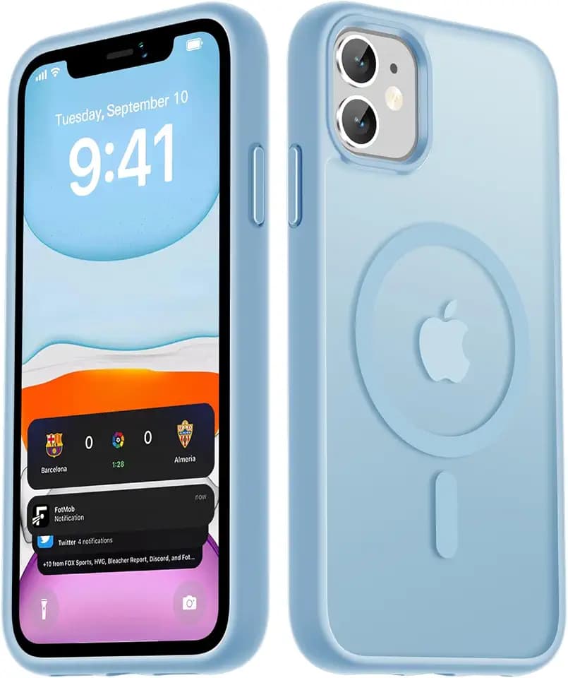 LATVIN for iPhone 11 Case, Magnetic Phone Cover, Compatible with MagSafe, Military Grade Protection, Translucent Matte Frosted Back, Light Blue