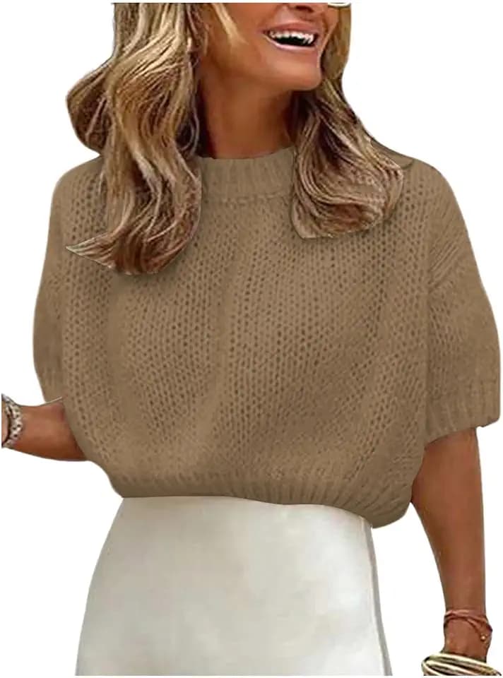 GORGLITTER Women's Puff Short Sleeve Crop Cropped Sweaters Top Cute Outfits