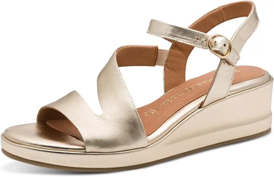 MARCO TOZZI Damen Sandale weiches Feel Me Fußbett Leder weiches Innenfutter Modern