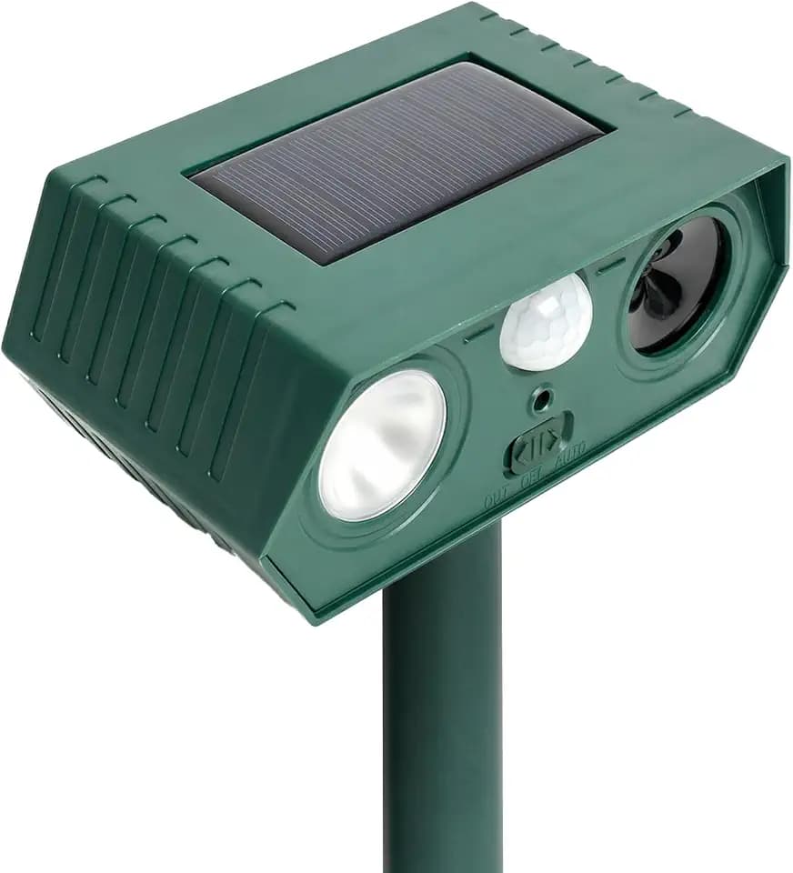 Cat Repellent Outdoor Deer Repellent Device Dog Repeller Solar Animal Repellent Ultrasonic Squirrel Repeller Waterproof with Flashing Light Motion Activated Sensor 2 Pack (2 Pack Dark Green)