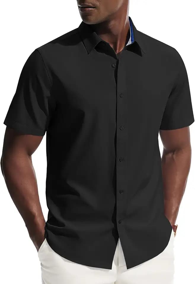 PJ PAUL JONES Mens Short Sleeve Dress Shirts Wrinkle Free Button Down Shirt