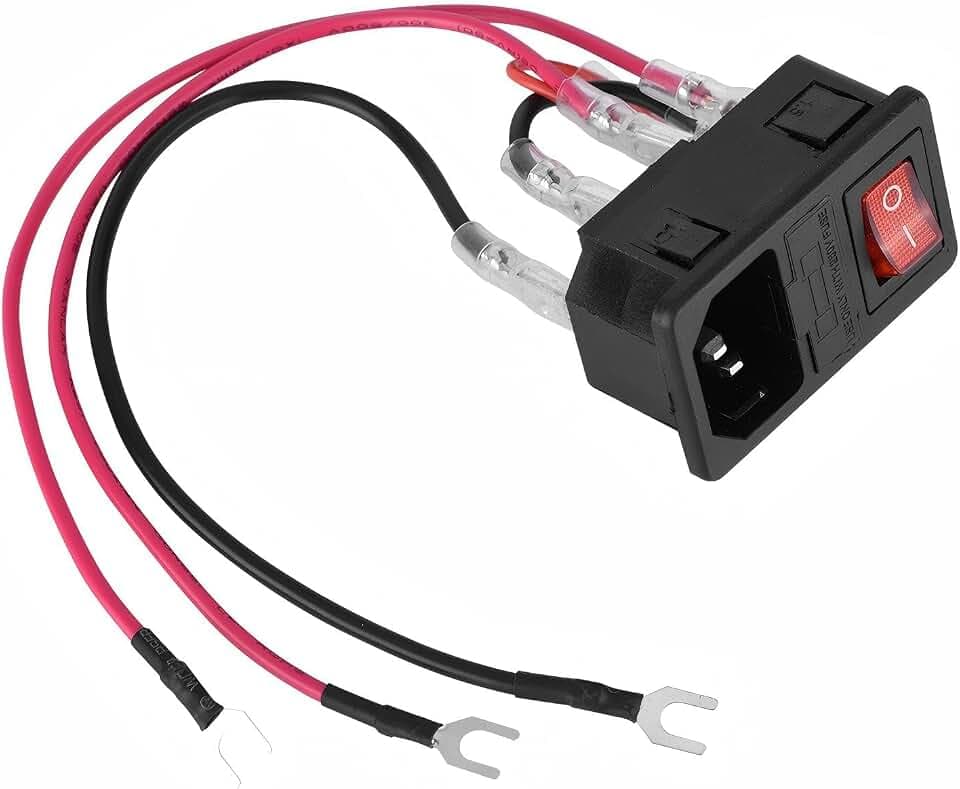 3D-Drucker Netzschalter 15A 220V / 110V U-Stecker Netzteil Schalter Einbau Buchse Modul Stromversorgung Schaltermodul mit Einer Sicherung for 3D-Drucker