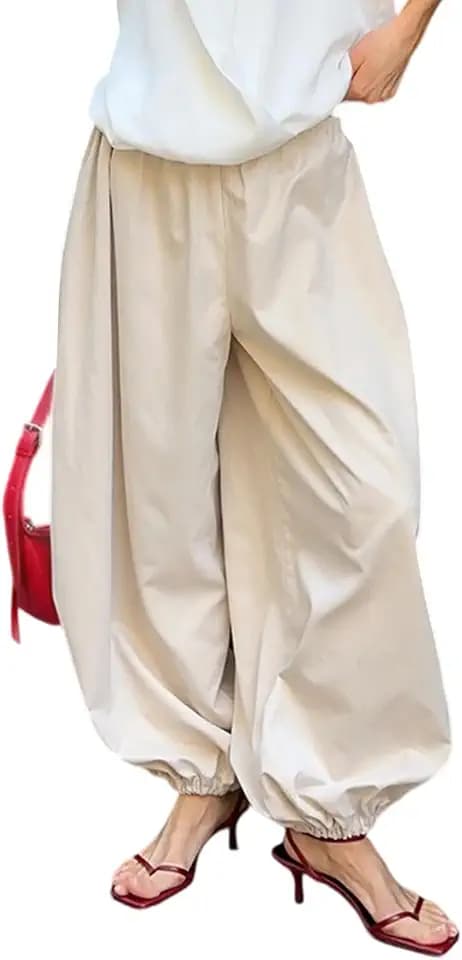 Unybwonn Womens Harem Pants Wide Leg Pleated Balloon Joggers Trousers